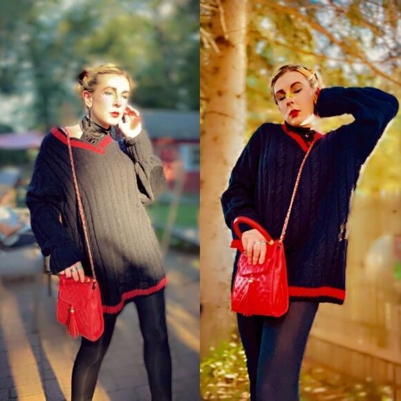 Vintage Never Sleep by Rogues Gallery  Dark Academia Oversized Varsity Sweater - Picture 10 of 16